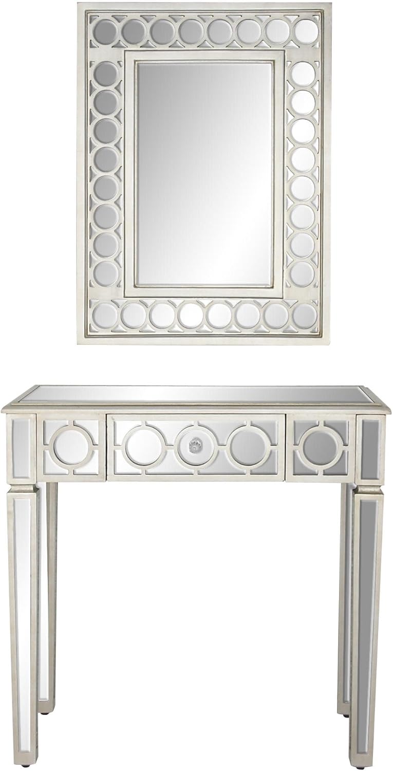 deco 79 58753 wall mirror and console table set, white
