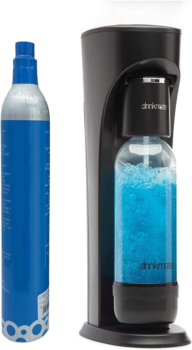 drinkmate sparkling water and soda maker with 60l co2 cylinder (matte black)