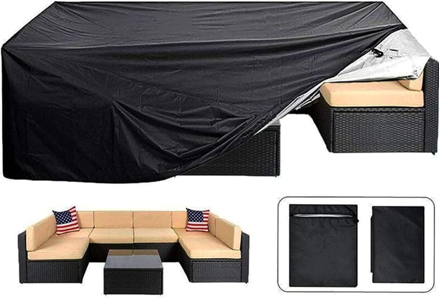 waterproof garden patio furniture cover set, (213 x132 x74) upgraded 210d heavy duty oxford fabric uv resistant protective covers for rectangle table chair sofa outdoor