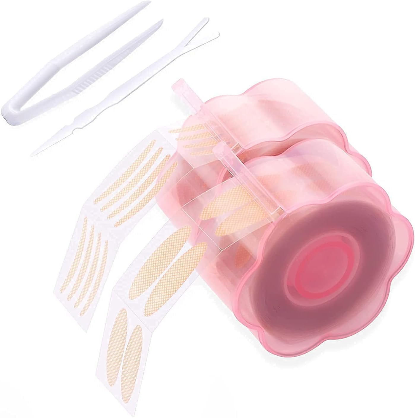 1200 pcs eyelid tape, droopy eyelid stickers, eyelid lift, invisible instant double eyelid strips, self adhesive eye tapes fiber for droopy mono eyelids, big eye tools with fork rods tweezers