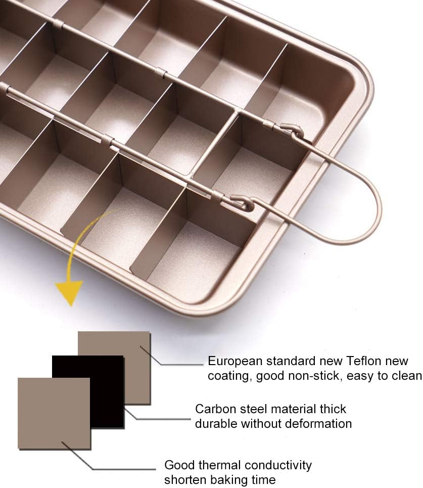 lovey non stick brownie pans with dividers, bronze, 12 by 8 inches, 7002