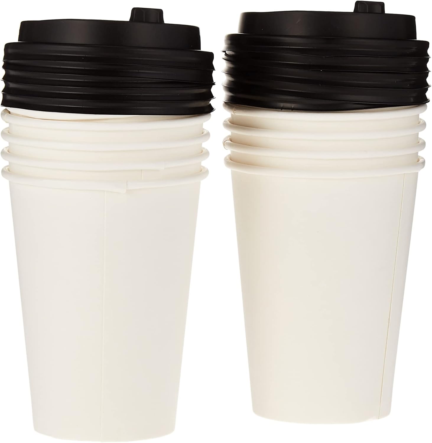 soft n cool hotpack disposable heavy duty paper cup white 12 ounce with black lid, 10 pieces for hot & cold drinks, coffee & tea.