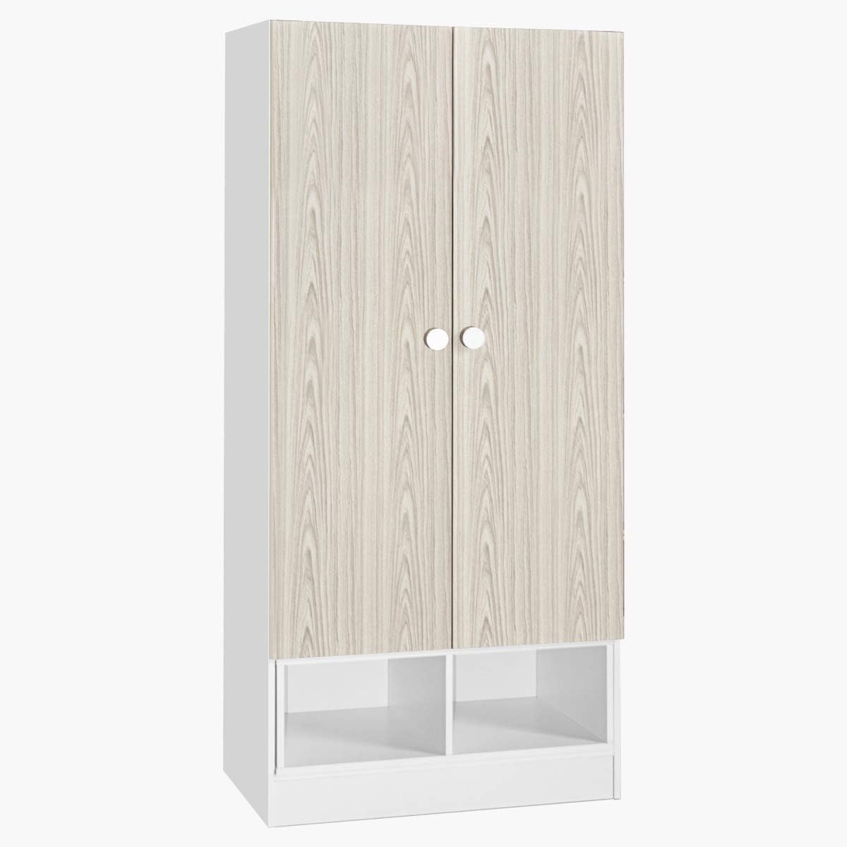 home box vanilla 2 door wardrobe, oak/white w80 x d40 x h180 cm