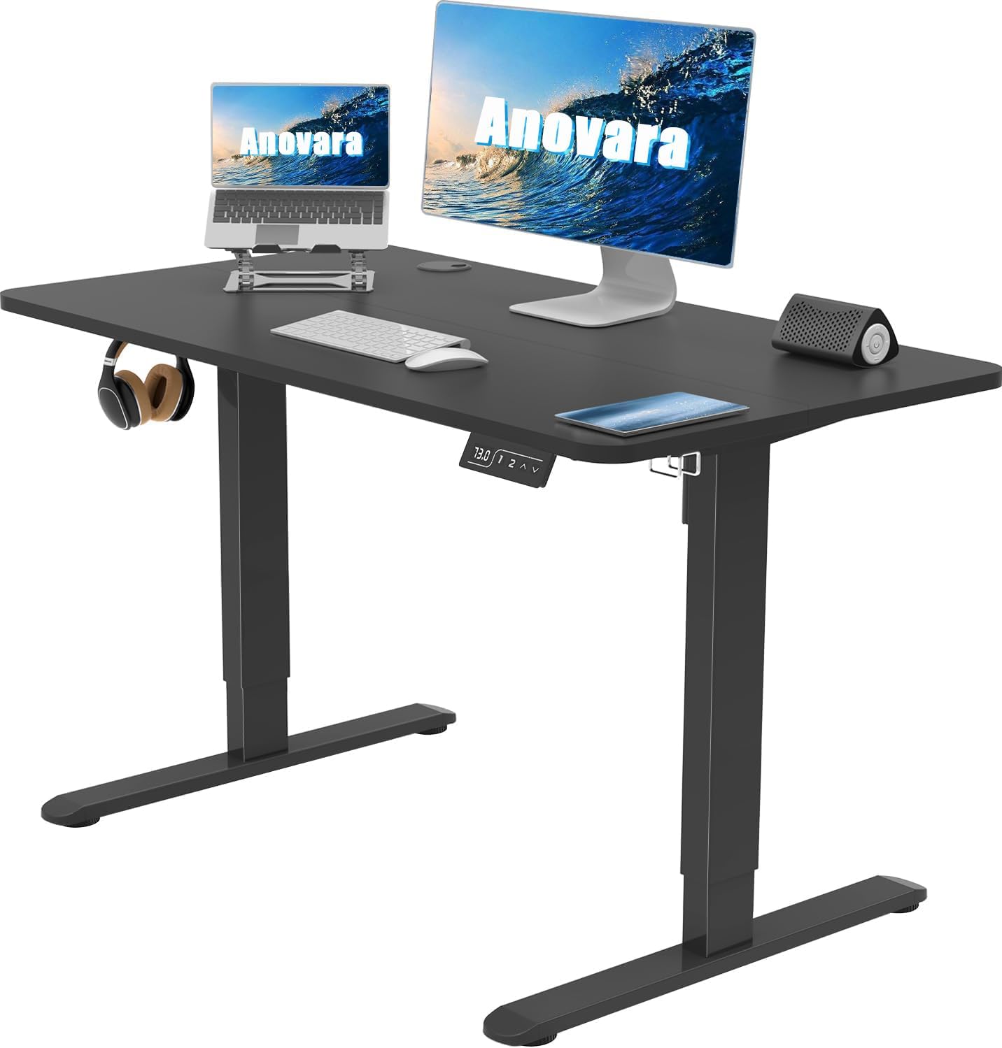 anovara standing desk height adjustable desk standing desk 100 x 60cm adjustable office desk stand up computer desk (black, 100cm)