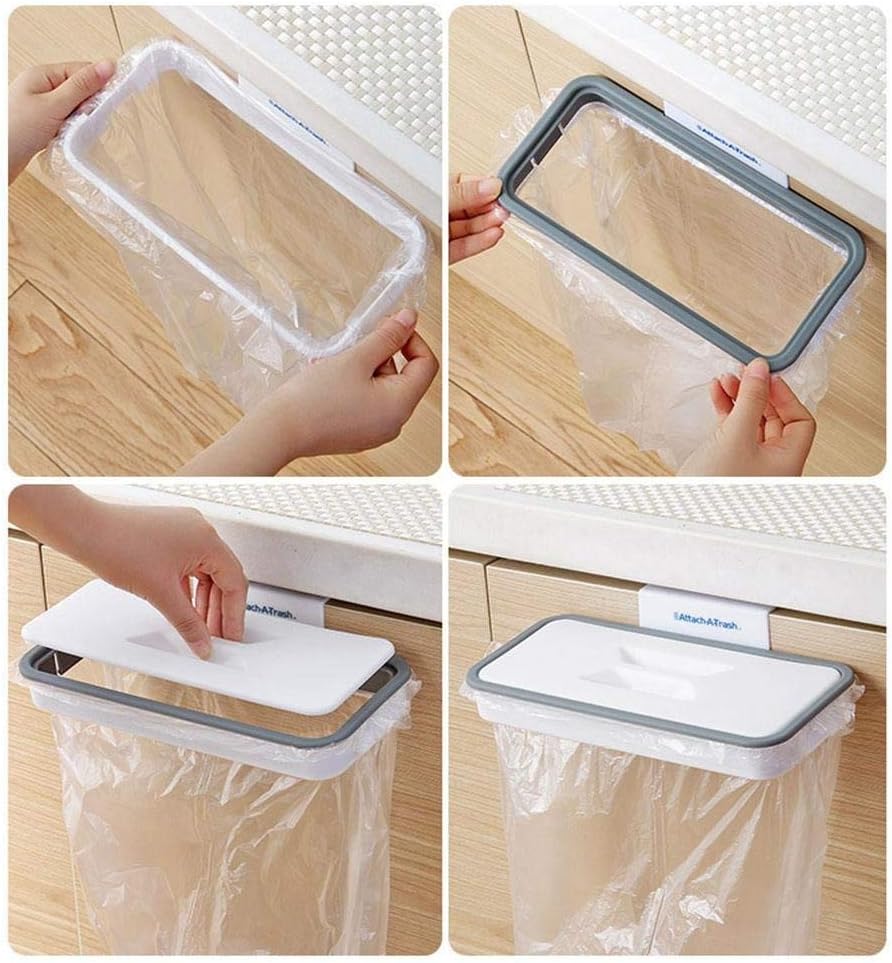 attach a trash cupboard door back trash rack storage garbage bag holder hanging kitchen cabinet hanging trash rack kitchen tools