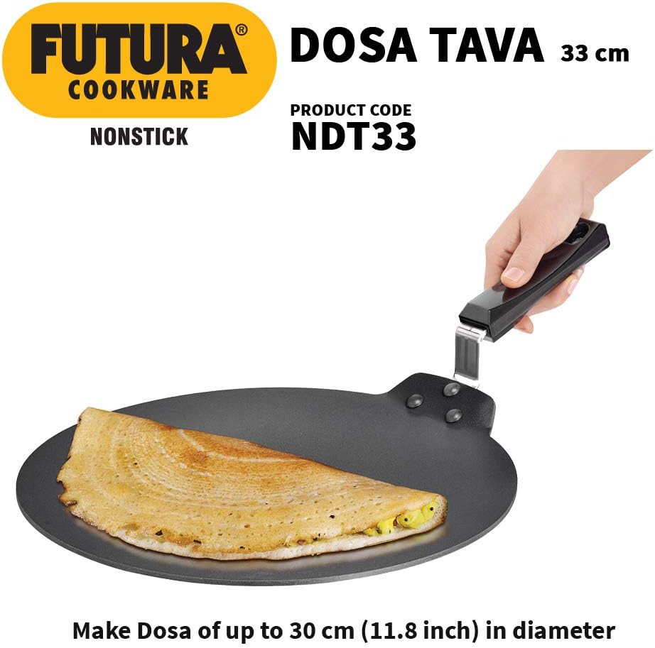hawkins futura nonstick dosa tava, diameter 33 cm, thickness 4.88 mm (black) ndt33