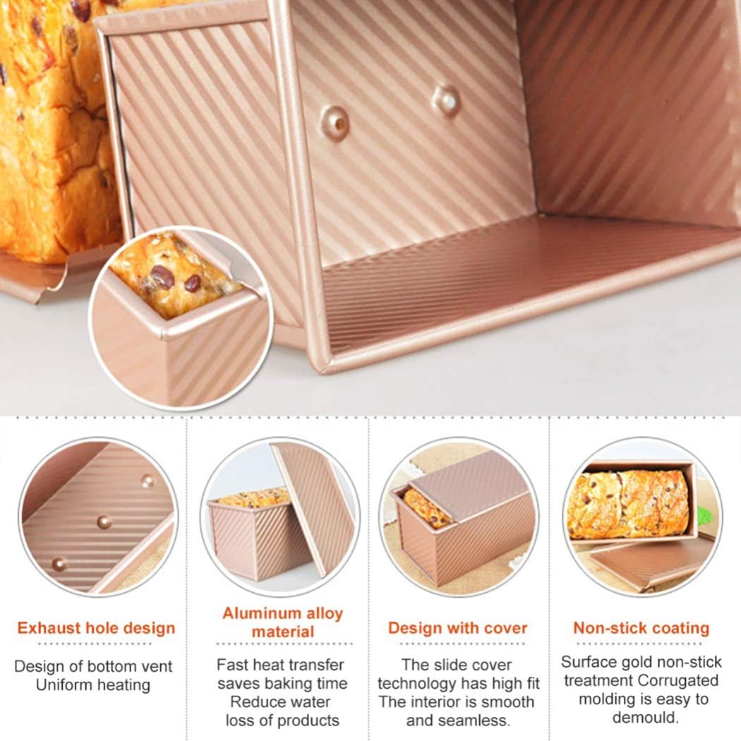 justdolife baking toast pan, justdolife loaf pan aluminum alloy bread baking mold kitchen baking mold toast box with lid for home kitchen baking
