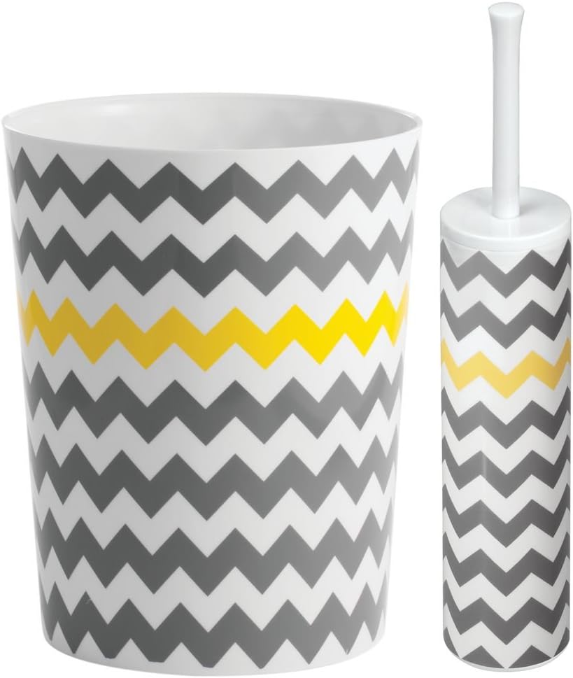 idesign chevron waste can, gray/yellow, 8" x 10"