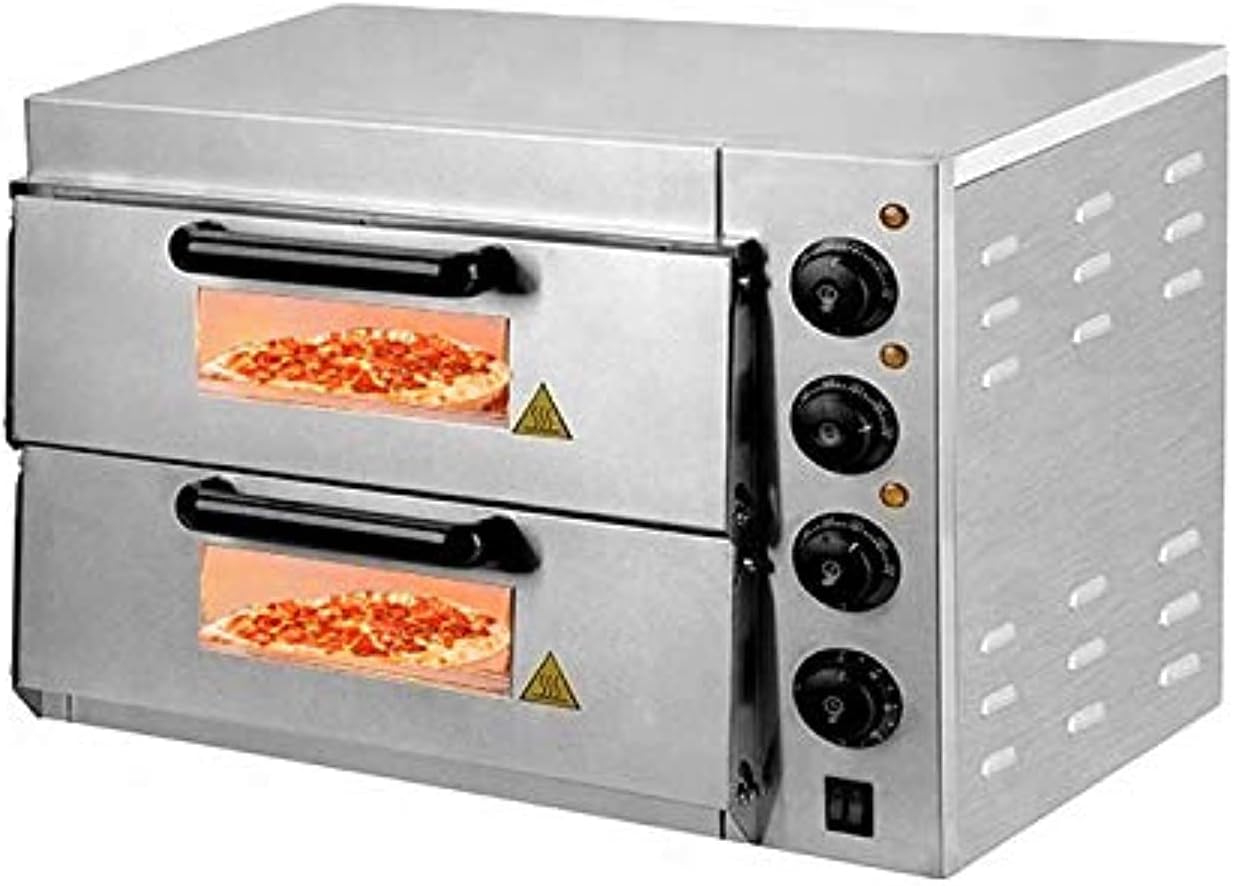 grace kitchen commercial electric pizza oven single deck & double deck with deck stone 220v 2kw ce, multifunctional oven 50 350 degree celsius (double deck 56 * 57 * 44cm)
