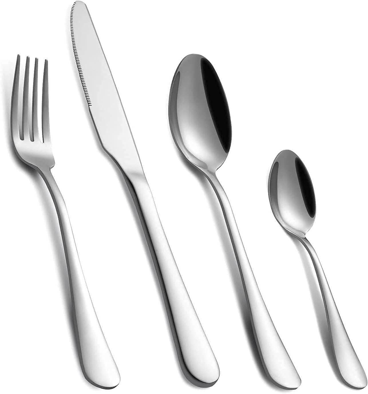 mariyab 24 pieces cutlery set, stainless steel basic flatware cutlery silverware for home/office/party/camping, knife fork spoon eating utensils set service for 6, mirror polish