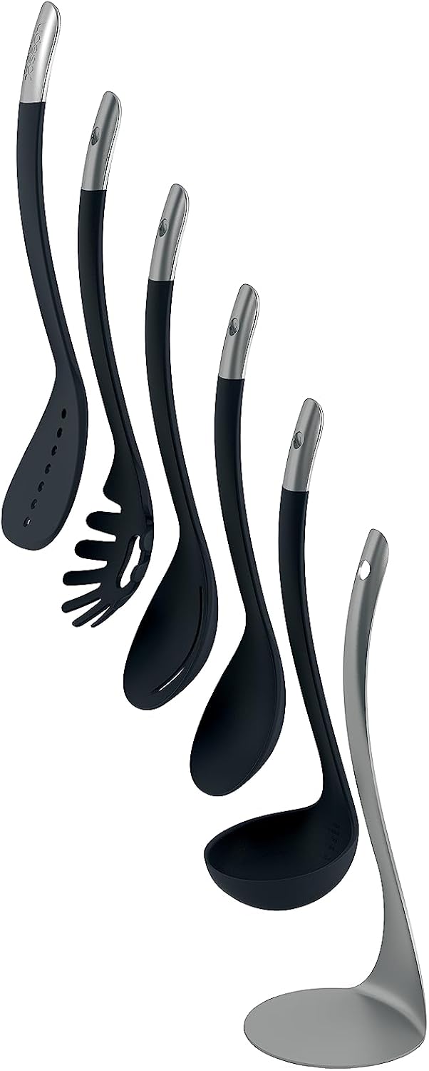 joseph joseph nest 100 utensils compact stacking kitchen tool set with magnetic storage stand nylon, gray 5 piece 95031