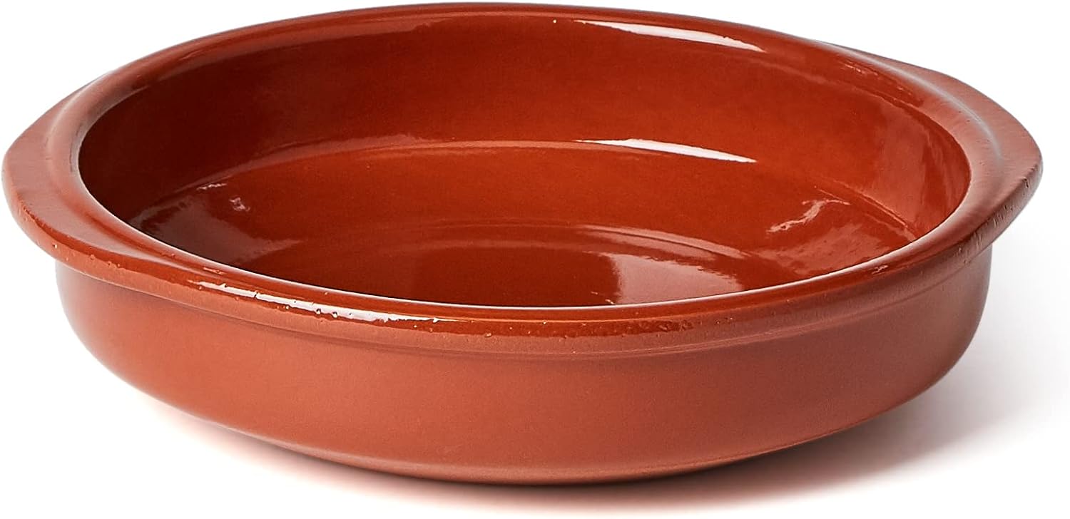arte glazed terracotta round oven safe serving baking tray tapas snack dish plate (single 20cm)