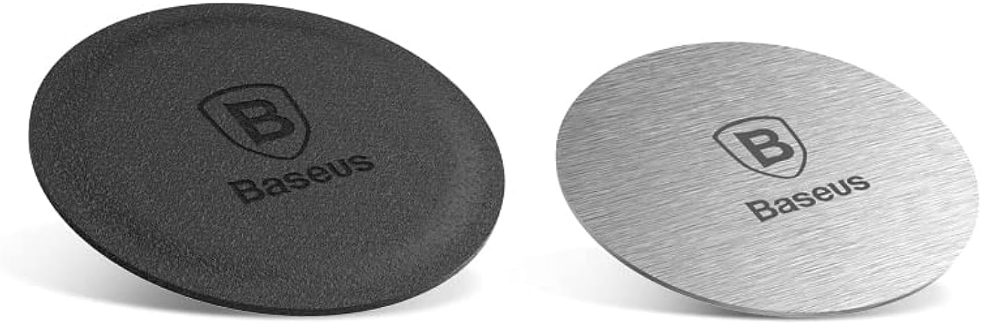 baseus metal magnetic plates pack of 2 replacement magnet plates for car phone holder sticky magnetic phone sticker self adhesive pad thin magnet disc for car vent dash mount holder (without holder)