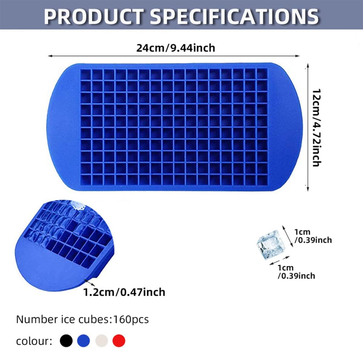 showay 160 ice cubes frozen cube bar pudding silicone tray mold tool blue
