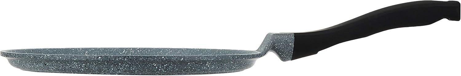 prestige cast aluminium 26 cm speckled tawa|long lasting non stick coating|non slip bakelite handle|aluminium induction base|induction compatible grey