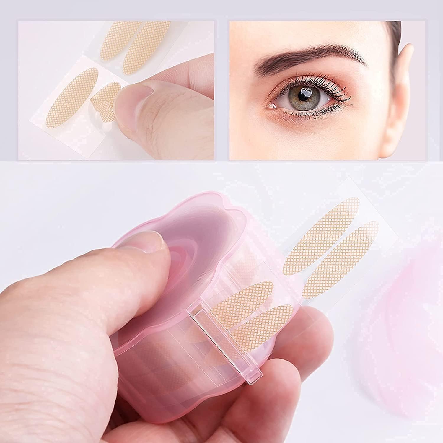 1200 pcs eyelid tape, droopy eyelid stickers, eyelid lift, invisible instant double eyelid strips, self adhesive eye tapes fiber for droopy mono eyelids, big eye tools with fork rods tweezers