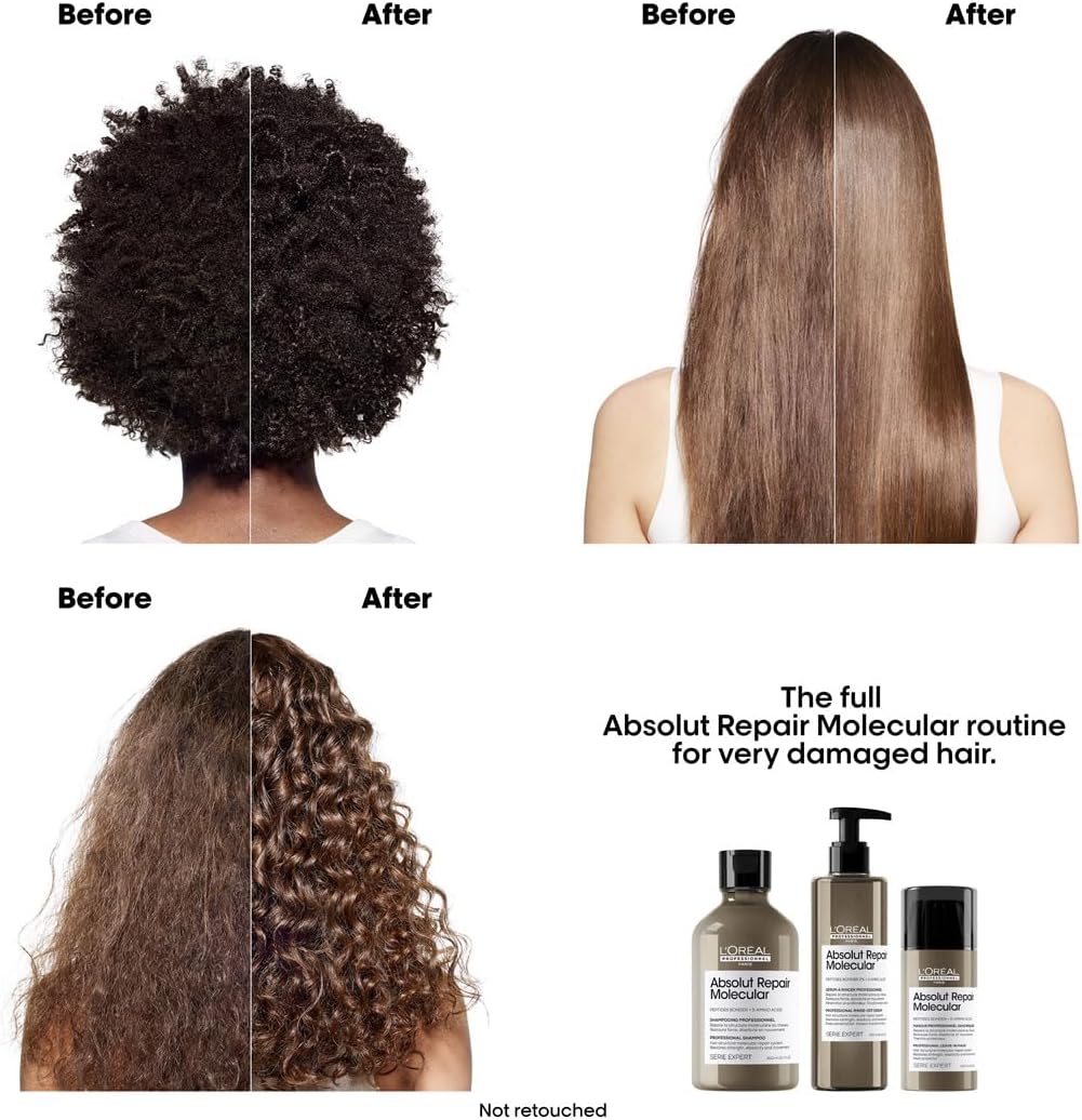 l’oréal professionnel | absolut repair molecular hair rinse off serum, repair damage & restore strength, deep molecular repair & instant transformation, for all damaged hair types, serie expert, 250ml
