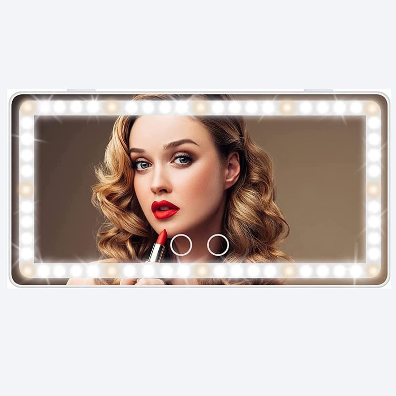 feisate car visor vanity mirror with led lights, car mirror light rechargeable makeup mirror with 3 light modes, car visor mirror, car vanity mirror for car truck suv, white