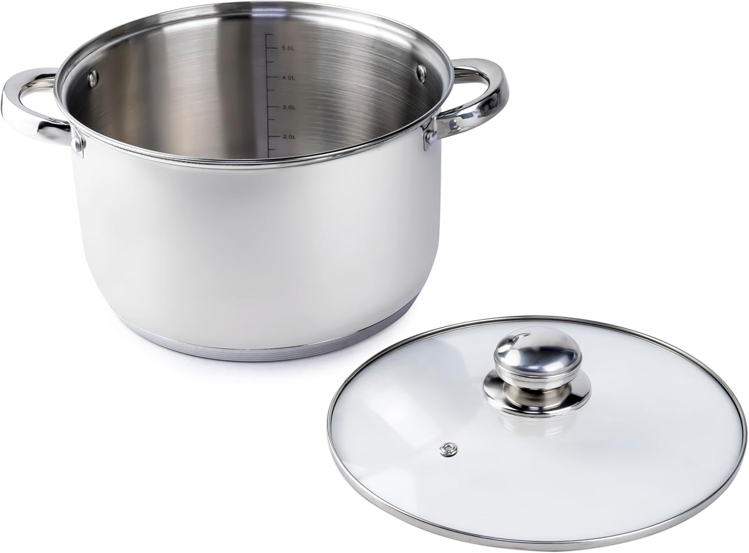 wilson amara stainless steel casserole pot with twin handles 24x12.5cm, vented glass lid, induction ready, oven safe 5 layer base