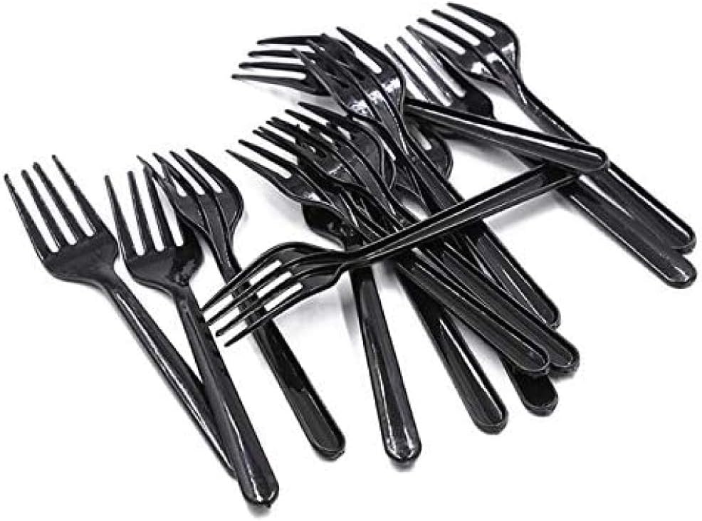 snh packing plastic disposable fork 50 pieces, black