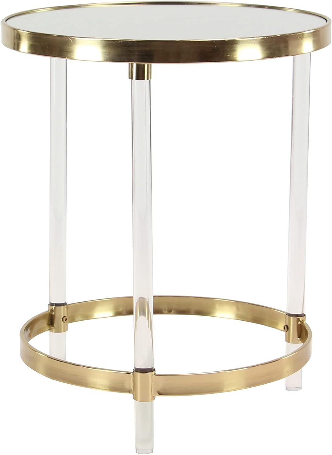 deco 79 acrylic plastic side end accent table end table with mirrored top and acrylic legs, side table 19" x 19" x 23", gold