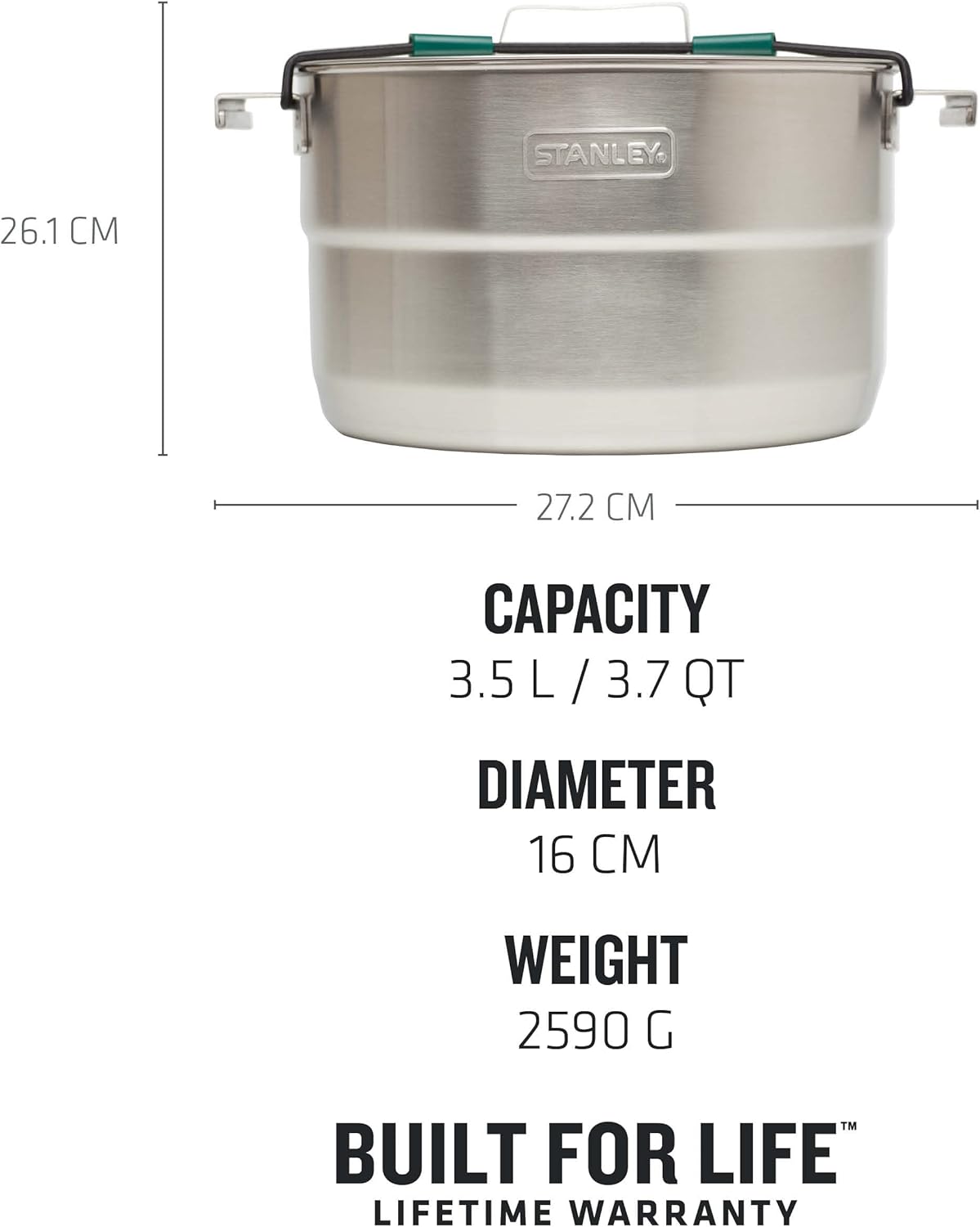 stanley adventure full kitchen basecamp cook set 3,5 liter – 21 teiliges camping kochgeschirr edelstahltopf mit luftdurchlässigem deckel kochset für rucksacktouren, wandern und zelten