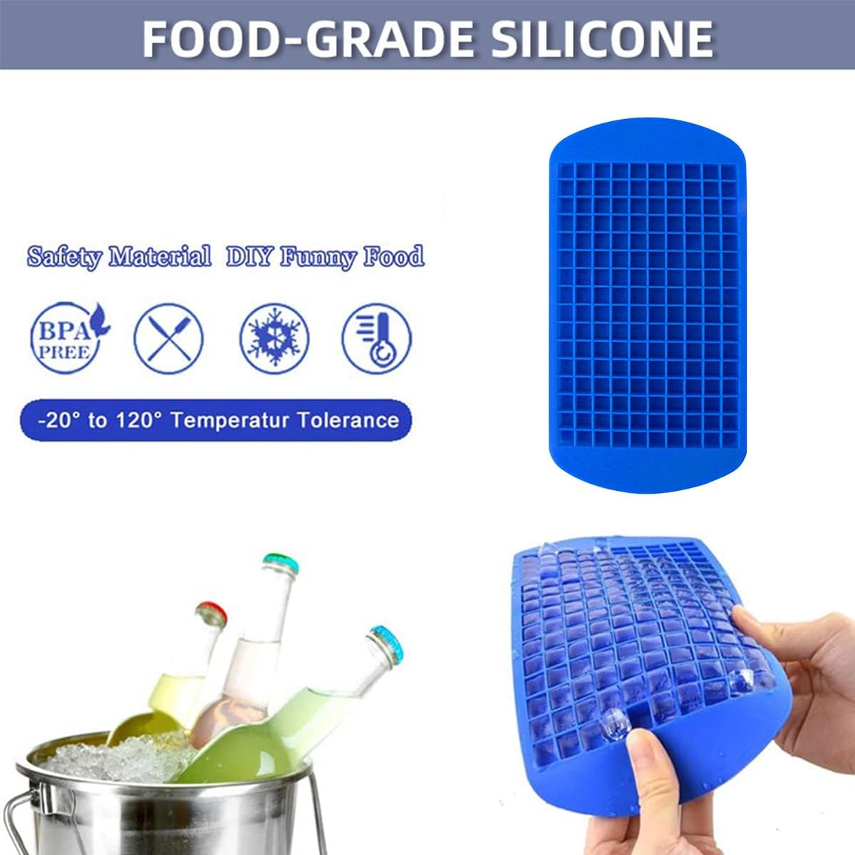 showay 160 ice cubes frozen cube bar pudding silicone tray mold tool blue