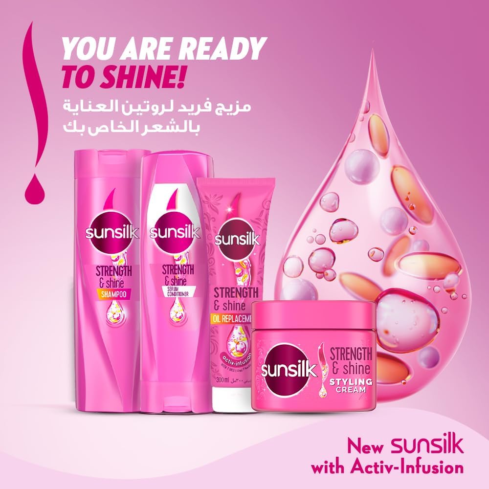 sunsilk shampoo, for weak & dull hair, strength & shine, with provitamin b5, argenine & coconut oil, 2 x 400ml