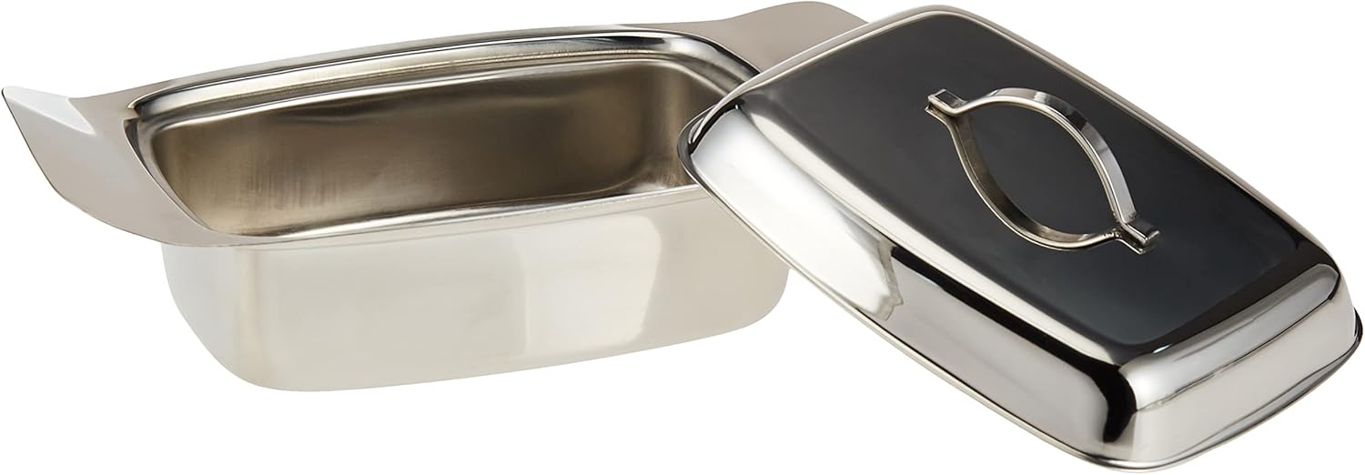 raj stainless steel butter dish with lid, 19 cm x 12 cm x 5 cm, silver, kts034, butter dish , ideal butter keeper