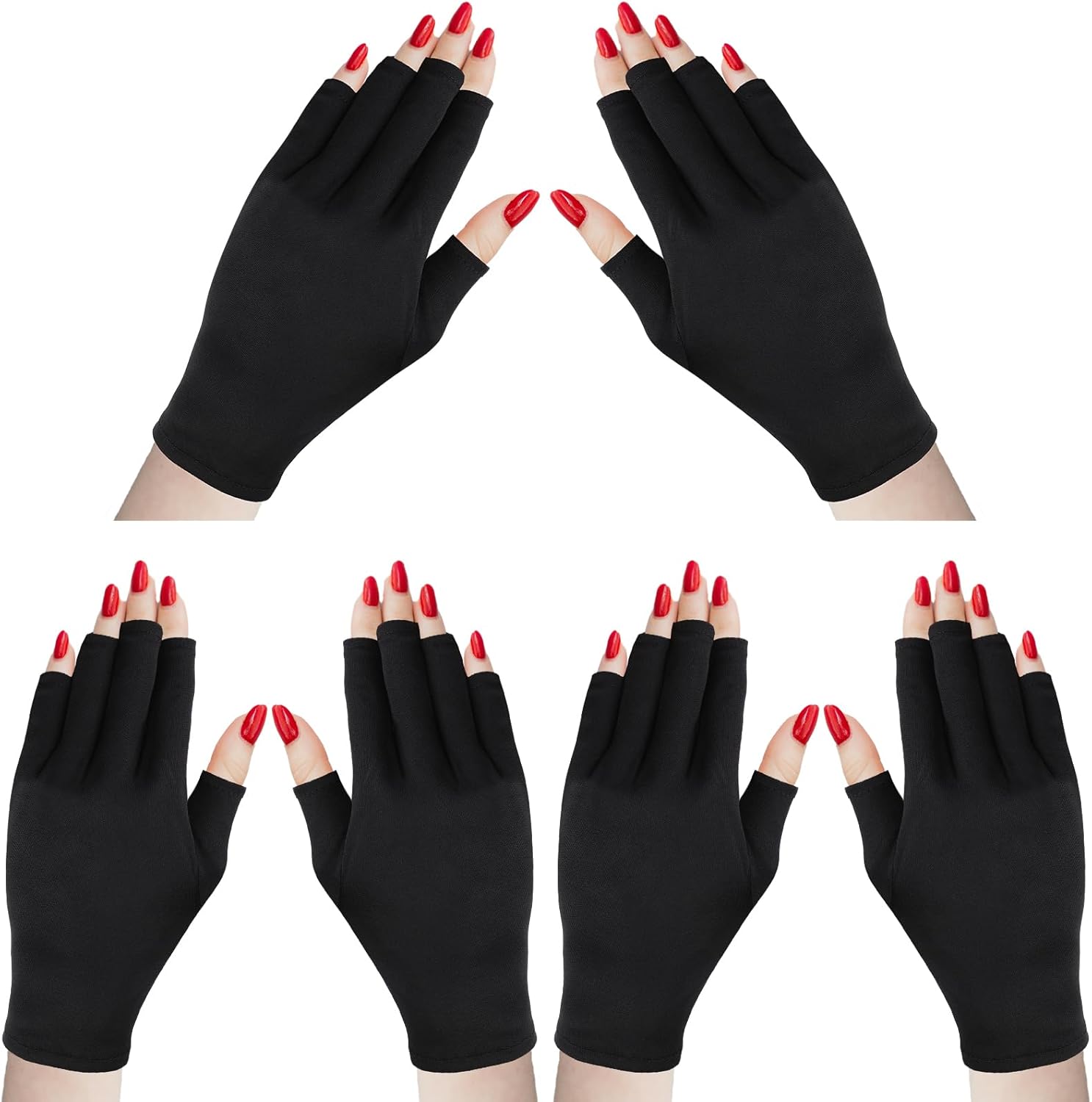 syhood 3 pairs uv shield glove gel manicures glove anti uv fingerless gloves protect hands from uv light lamp manicure dryer (black)