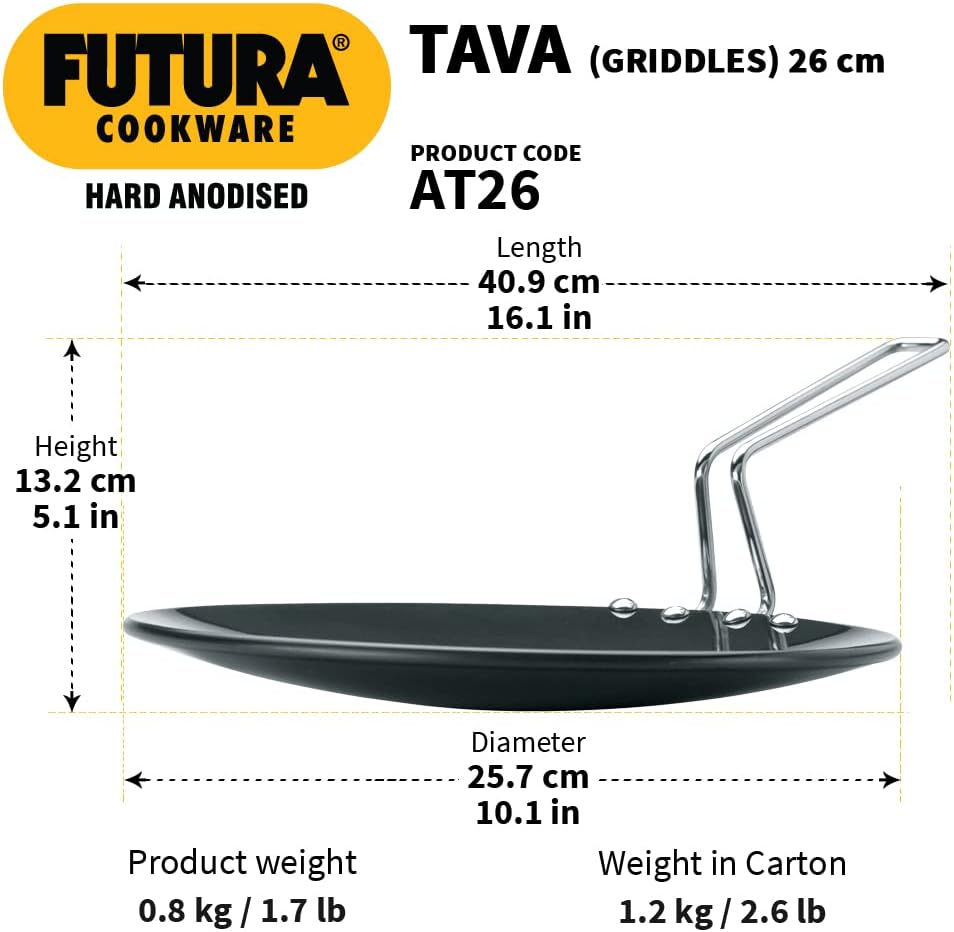 hawkins futura hard anodised tava 26 cm, 4.88 mm (black)