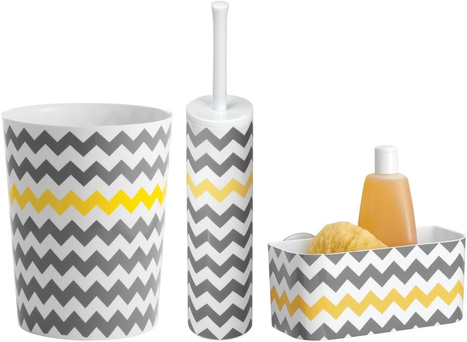 idesign chevron waste can, gray/yellow, 8" x 10"
