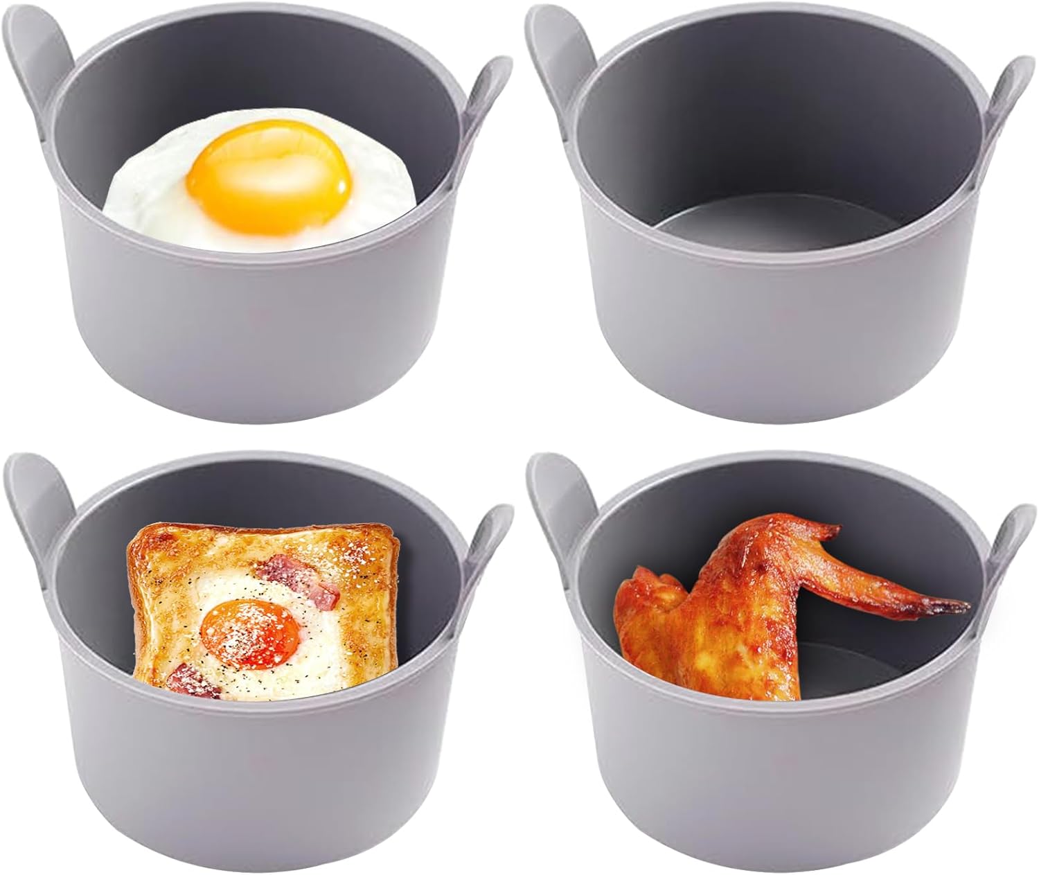 fadcaer 4 pcs ramekins for air fryer silicone large muffin cases nonstick egg poacher silicone mould bakeware easy release ramekins baking cups for muffin cupcakes eggs pudding (color a 4pcs)