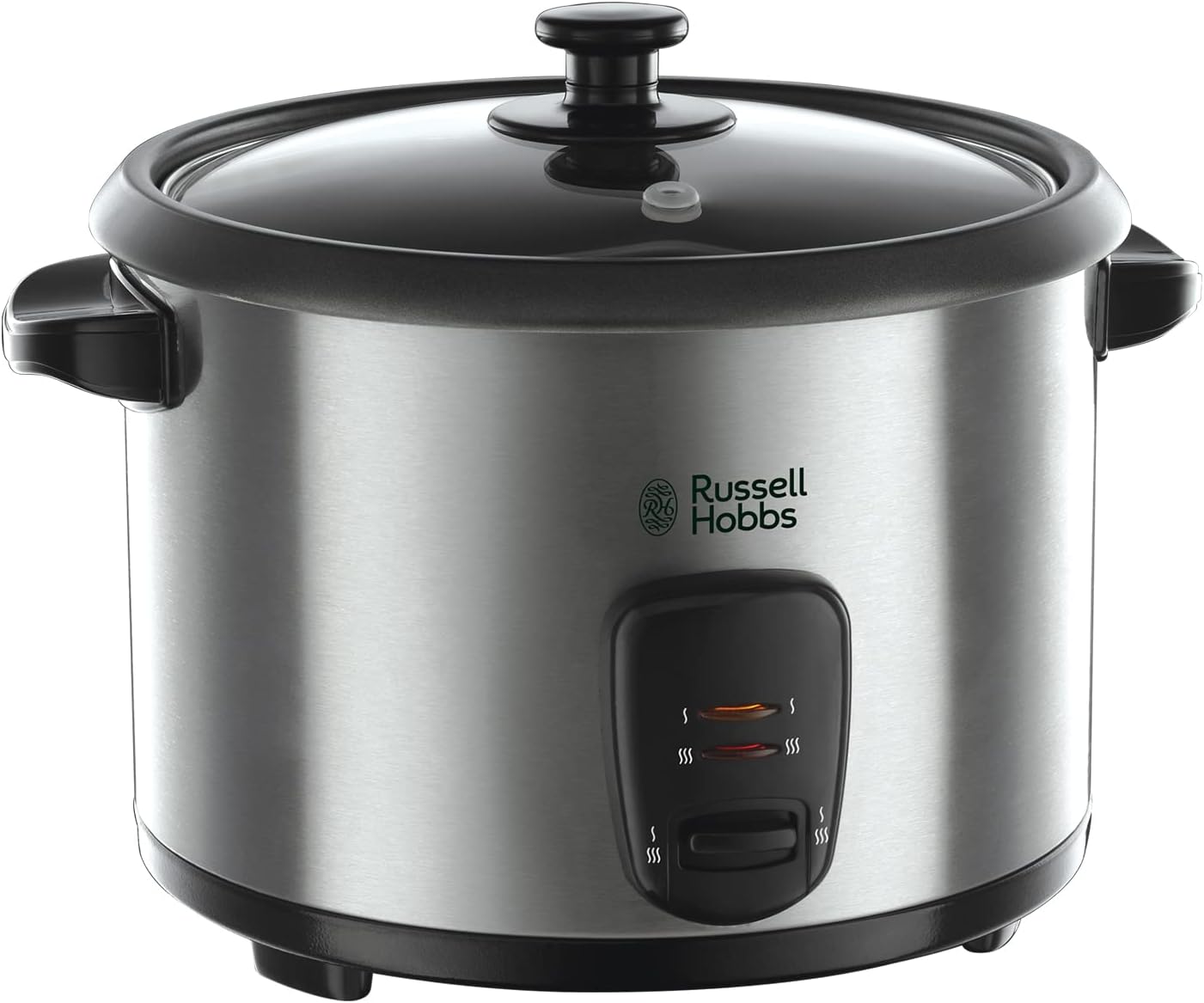 russell hobbs (19750) rice cooker 700w, 1.8l, 10 cups capacity, keep warm, steaming tray, stainless steel, 1 year warranty