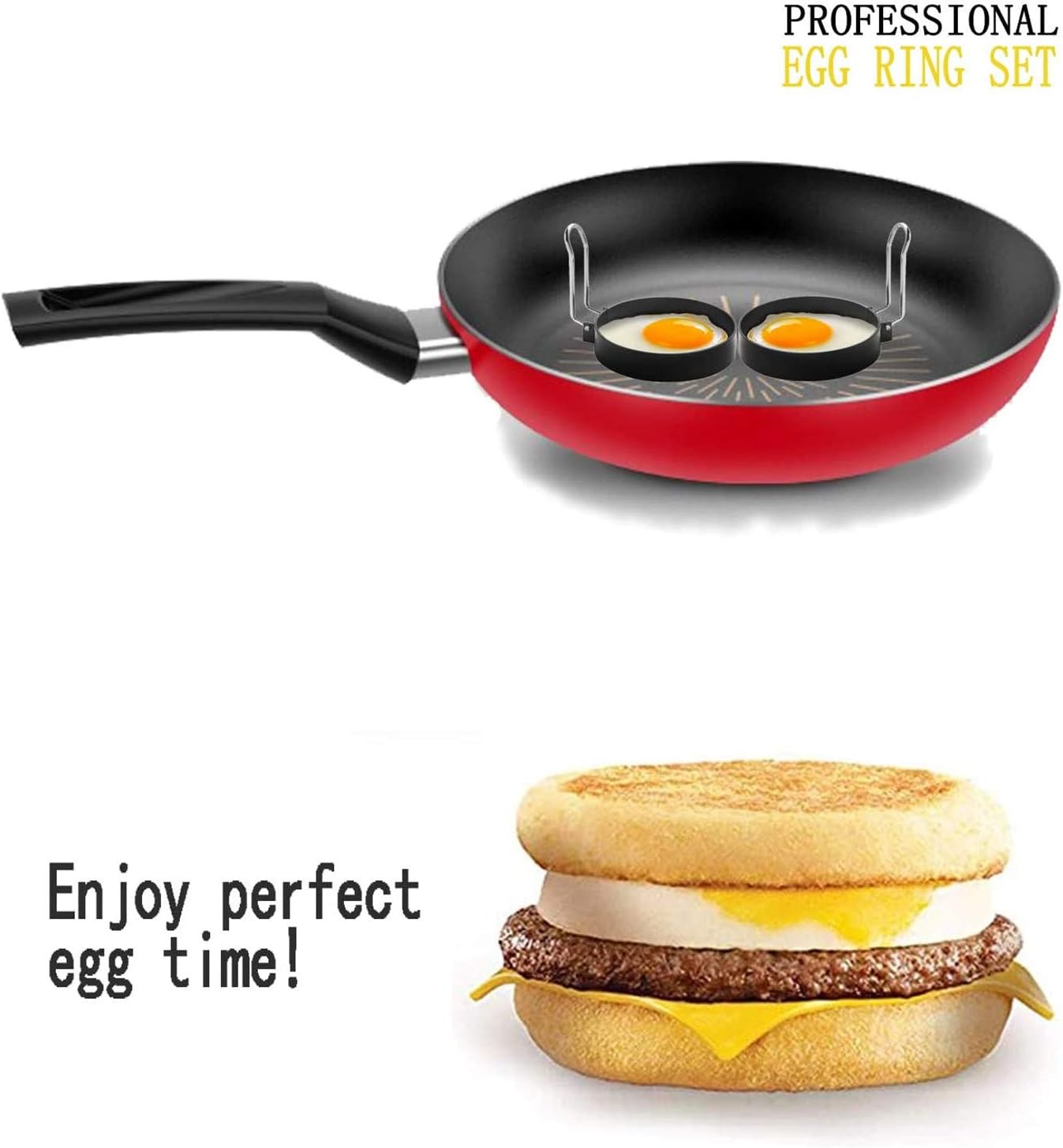 gneric 4 pack egg ring, round egg pancake maker mold, stainless steel non stick metal circle shaper mold, household kitchen cooking tool for frying mcmuffin or shaping eggs, egg maker molds