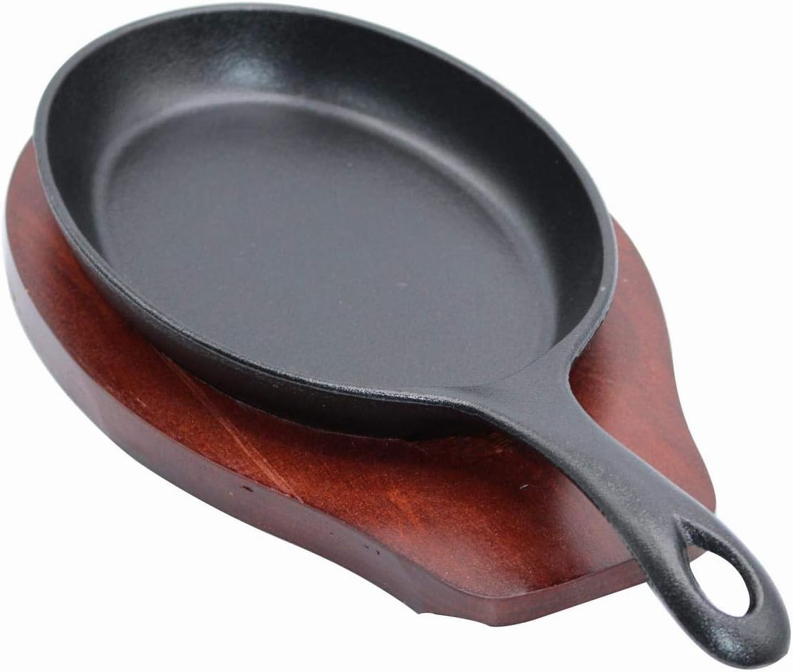 cast iron fajita pan 24cm oval sizzling plate with single handle