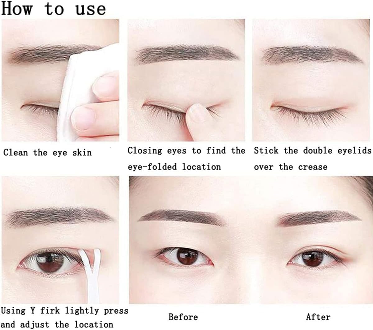 1200 pcs eyelid tape, droopy eyelid stickers, eyelid lift, invisible instant double eyelid strips, self adhesive eye tapes fiber for droopy mono eyelids, big eye tools with fork rods tweezers