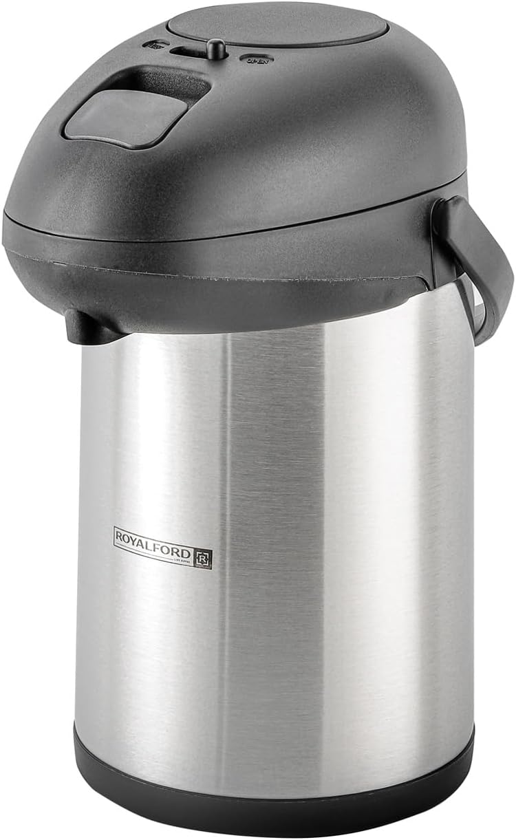 royalford coffee/tea stainless steel vacuum flask, 3 litres, rf 8336