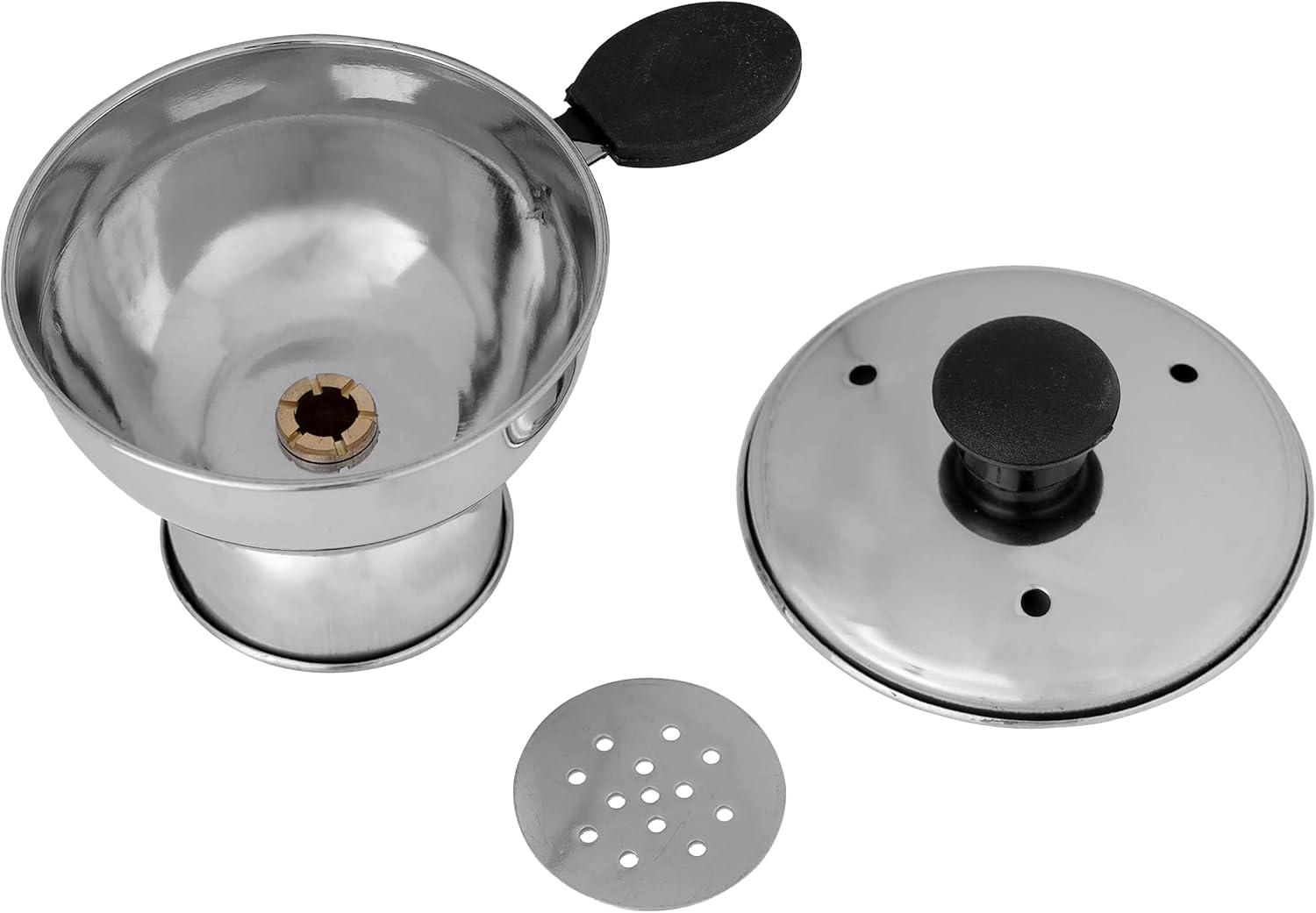 royalford chiratta puttu maker, stainless steel, rf10141 use with pressure cooker heat resistant bakelite knob and handle kitchen, dining, silver