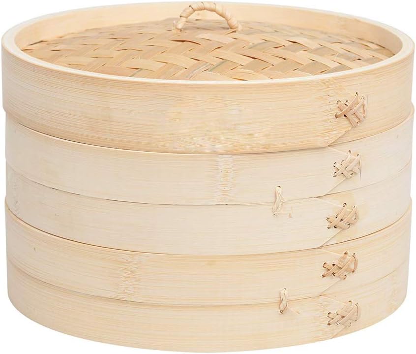 kitchen food steamer bamboo with lid 8 inch natural bamboo