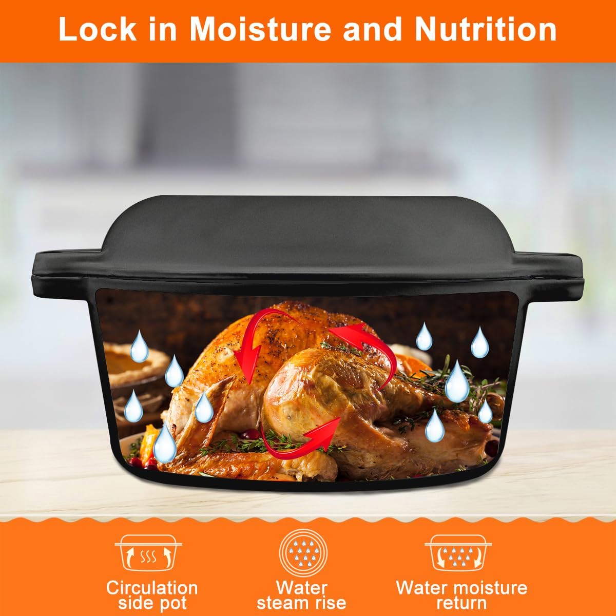 cast iron dutch oven with lid, pre seasoned 2 in 1 combo cooker dual purpose non stick pot skillet frying pan, pot & pan set casserole with handle cover for camping kitchen griddle cookware, 26cm 4.7l