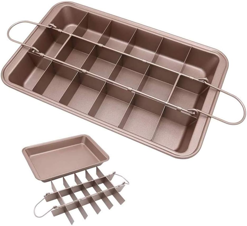 lovey non stick brownie pans with dividers, bronze, 12 by 8 inches, 7002