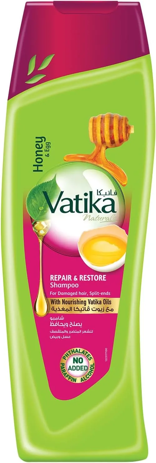 vatika naturals repair and restore shampoo 400ml | enriched with egg and honey | for damaged hair and split ends