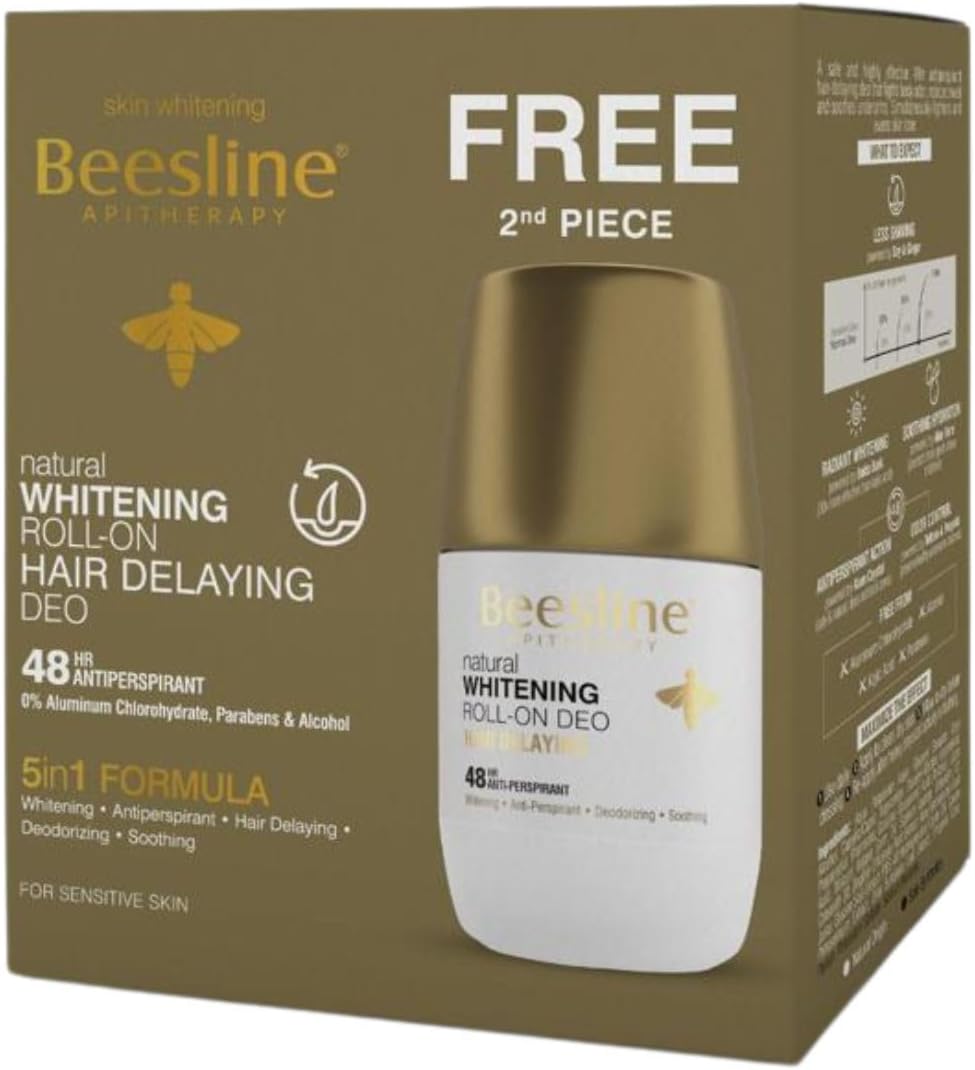 beesline hair delaying whitening roll on deodorant 48h 1+1 free