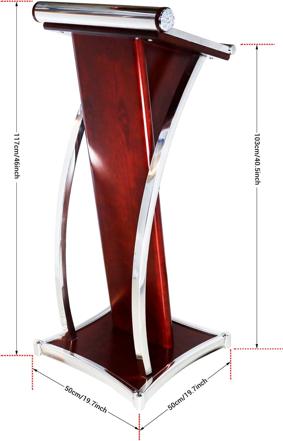 grace podium stand wood,podium pulpit for church, lecterns & podiums modern with tilted reading surface for churches entrance, classroom 50x50x117cm (wooden brown)