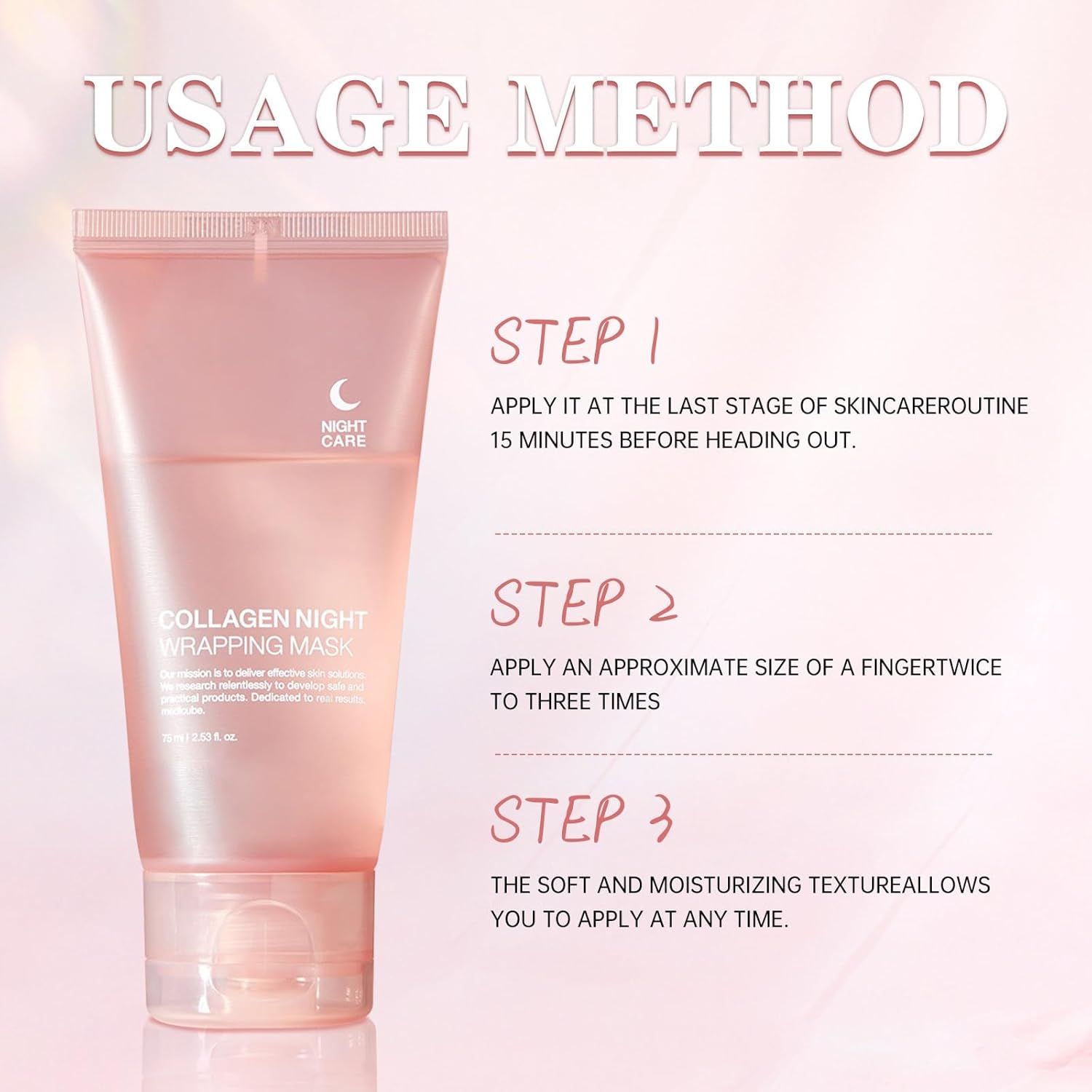 mask collagen night wrapping mask, hydrolyzed collagen peel off facial mask, smooth & tight skin, reduce fine lines & dullness, skin care for all skin types (2.54 fl.oz)