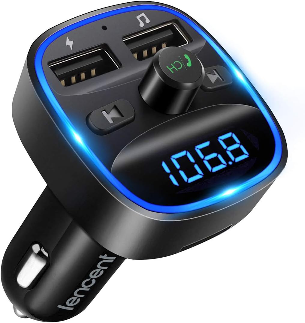 lencent bluetooth fm transmitter wireless radio adapter car kit with dual usb charging car charger mp3 player support tf card & usb disk