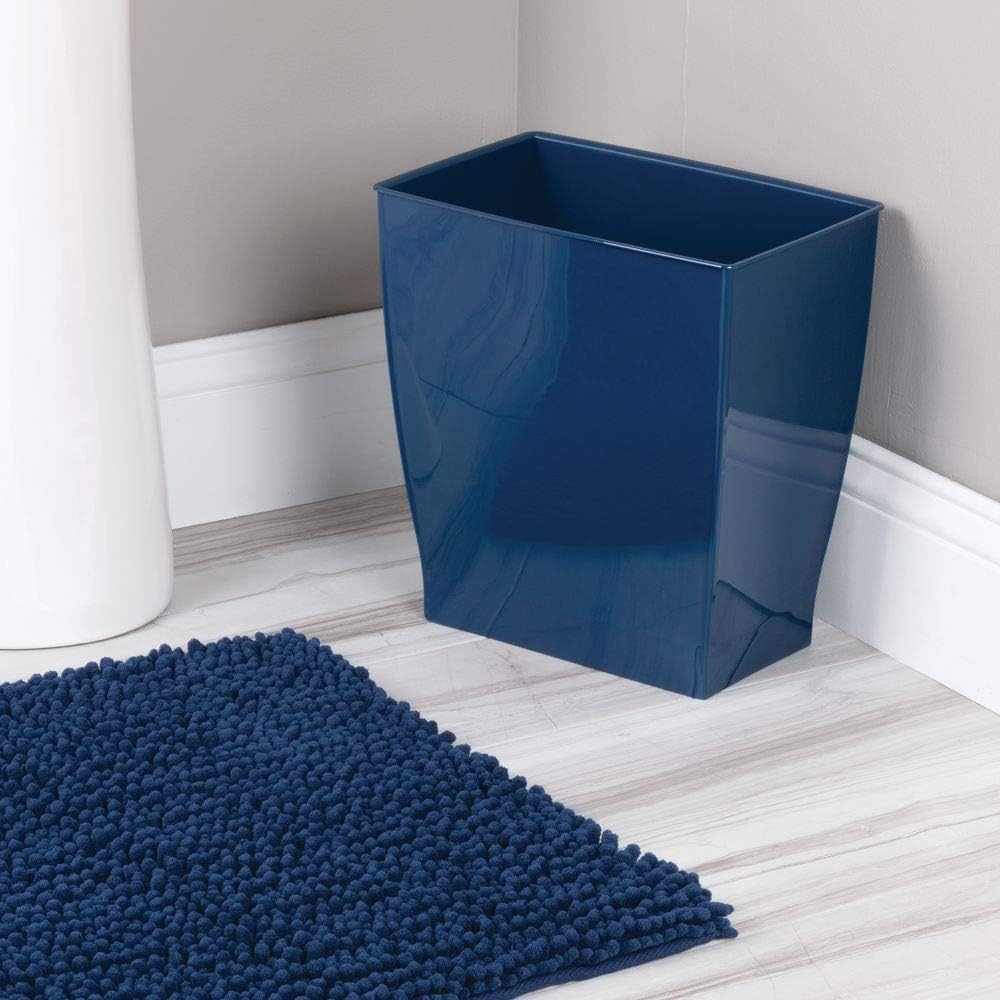 interdesign mono wastebasket trash can rectangular, navy