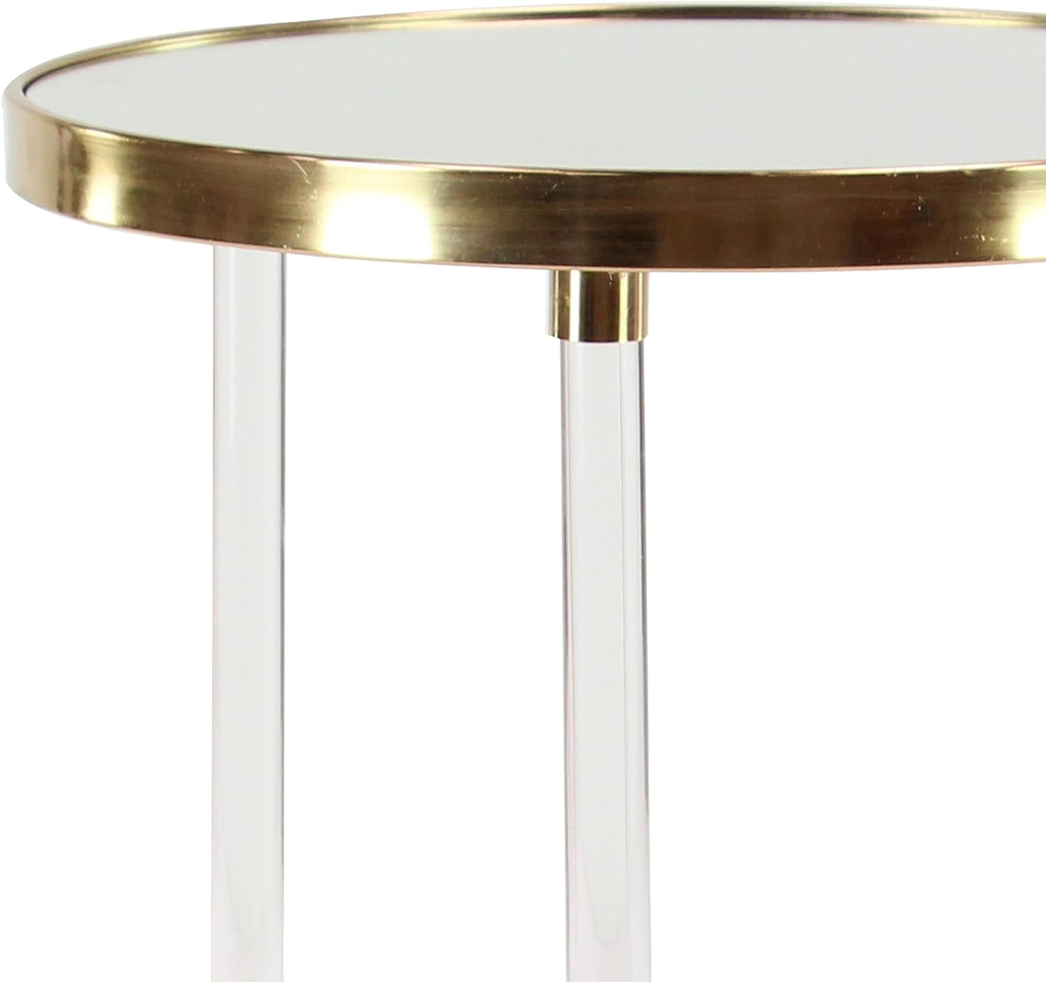 deco 79 acrylic plastic side end accent table end table with mirrored top and acrylic legs, side table 19" x 19" x 23", gold