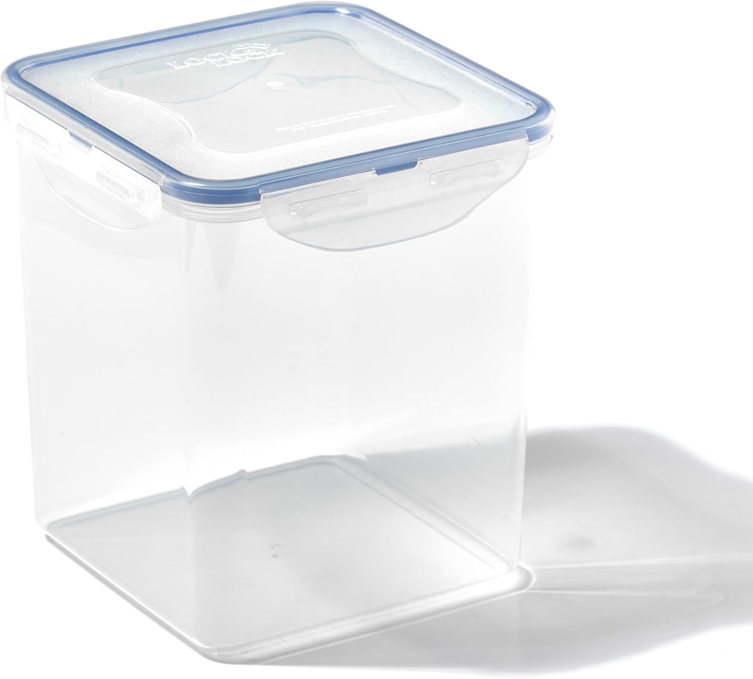 locknlock hpl822b, airtight tall food storage container, 88 oz, square, clear blue